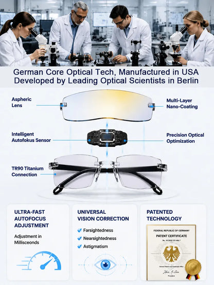 0.01s Auto-Focus Progressive Glasses +1.00~+7.00D Stepless for Reading & Driving