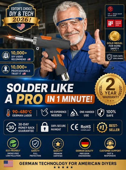 🏆 German Technology 5-in-1 Laser Welding Gun (Patented by German Engineers) | Easy DIY Repairs 🛠️ | Spark-Free Cutting & Rust Removal | 100% Burn-Proof Safety 🛡️ | Cordless & Generator-Free