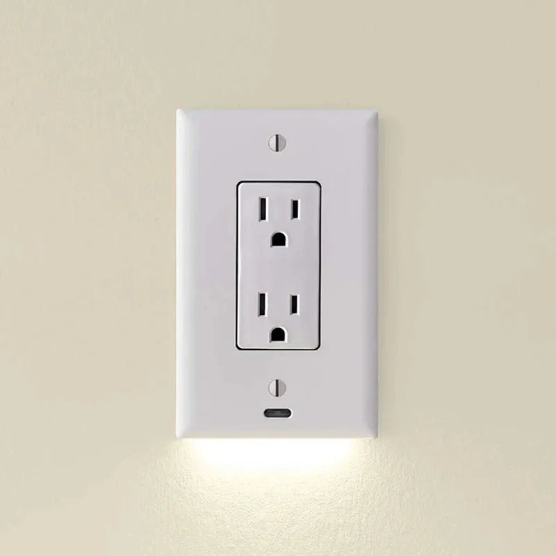 Outlet Cover with Integrated LED Night GuideLight