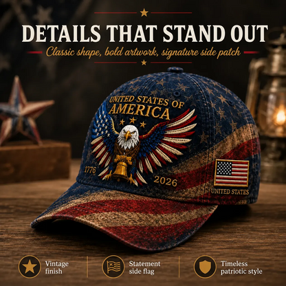 Premium Crafted USA Patriotic Eagle Cap