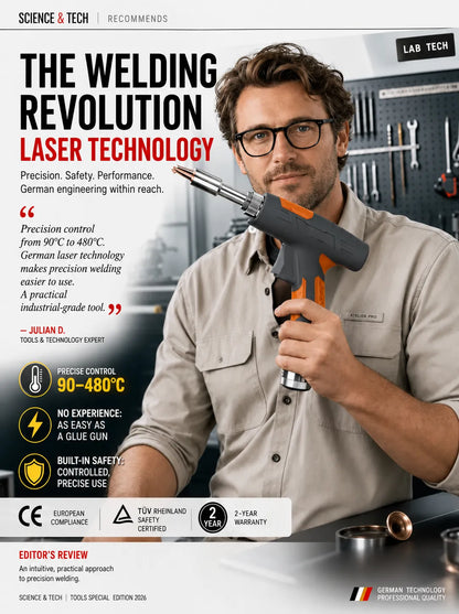 🏆 German Technology 5-in-1 Laser Welding Gun (Patented by German Engineers) | Easy DIY Repairs 🛠️ | Spark-Free Cutting & Rust Removal | 100% Burn-Proof Safety 🛡️ | Cordless & Generator-Free
