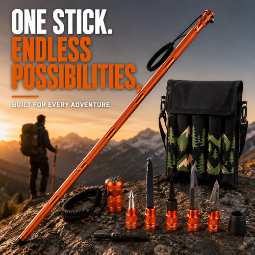 🚨Survival Hiking Stick – Adjustable Trekking Pole with Built-In Outdoor Survival Tools
